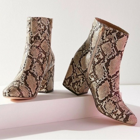 Urban Outfitters Shoes - SOLD- UO Margot snake print chunky heel booties